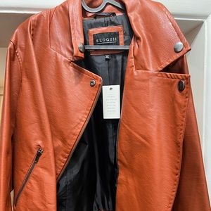 BNWT Eloquii faux leather bomber in a rust/brown colour. A staple item!